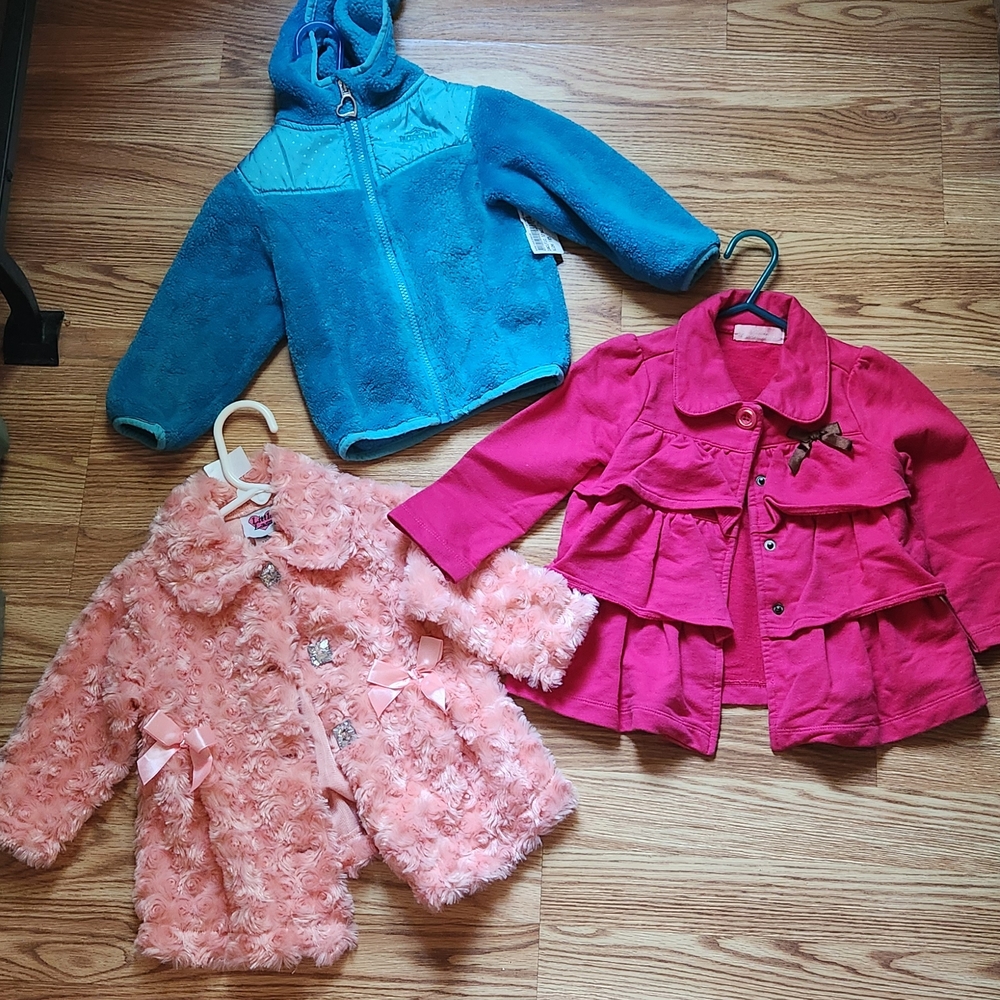 Pink Floral Kids Jackets Lot Of 3 18 Mo